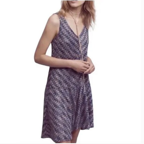 Anthropologie Maeve Westwater Boho Chevron Drop Waist Festival Dress Size Small - Picture 1 of 6